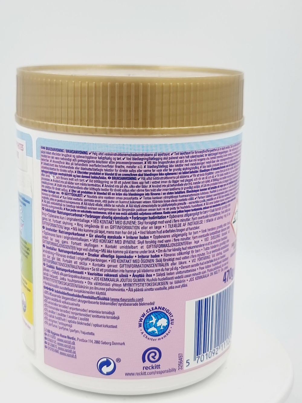 VANISH Oxi Action Пятновыводитель для белого и цветного белья 470 г (Дания)