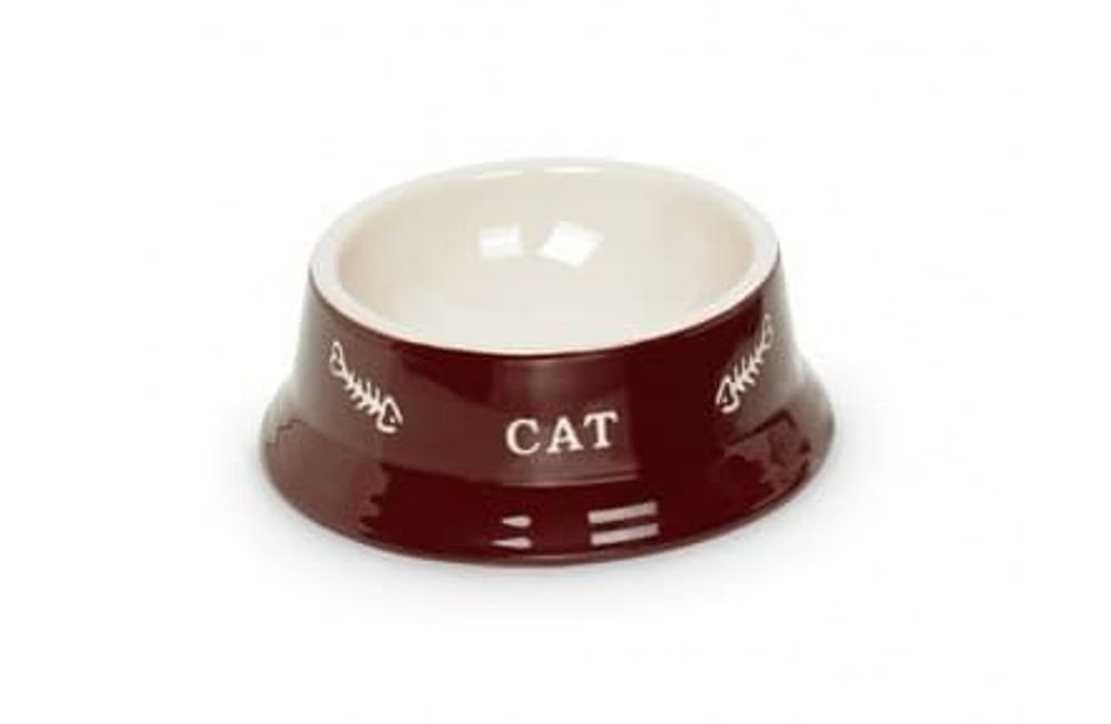 Миска (Nobby) Cat керамич. коричневая с рисунком 14*4.8см 0.14л Миска (Nobby) Cat керамич. коричневая с рисунком 14*4.8см 0.14л