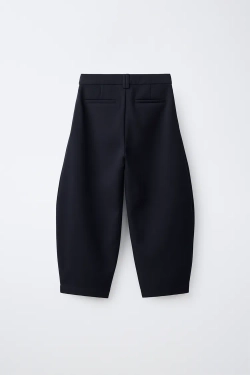 ZARA БРЮКИ SASTRE BARREL С ЗАПАХОМ, МОРСКОЙ СИНИЙ