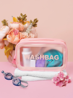Косметичка водонепроницаемая Washbag сумка с ручкой органайзер косметичка для бассейна душа роддома, розовая 26*10*15см