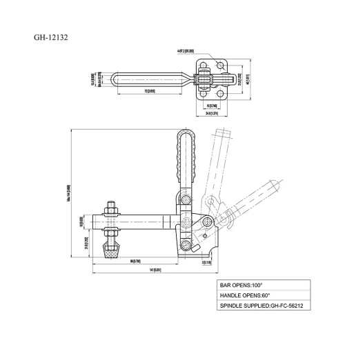 Зажим механический удлиненный с вертикальной ручкой Woodwork GH-12132