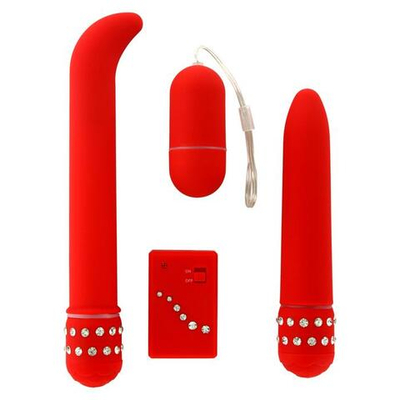 Изысканный красный набор вибромассажёров Diamond Red Giftset Remote