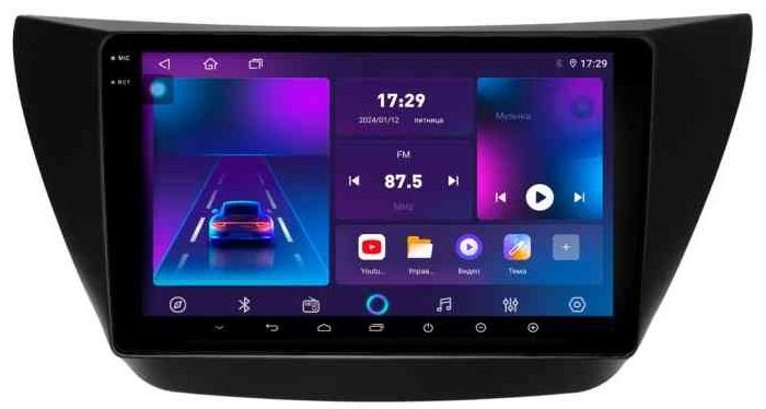 Магнитола для Mitsubishi Lancer 9 (CS), Cedia, Evolution 7-9 (CT) (рамка черная)- Parafar PF950T2LUX1RN2K на Android 13, Быстрая, QLED+2K, CarPlay, 4G SIM-слот