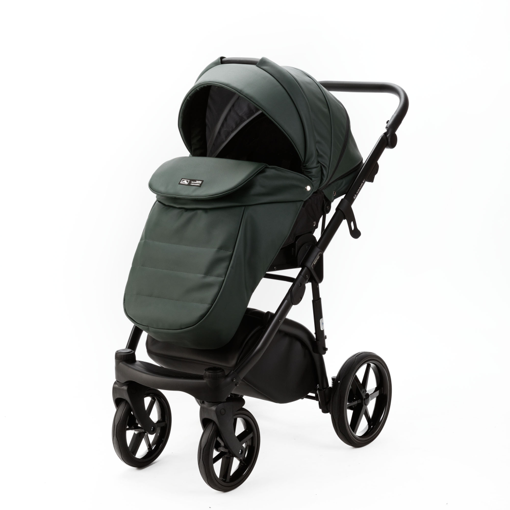Детская универсальная коляска Adamex NOLA Deluxe 2 в 1 N-SA29 (Темно-зеленая экокожа)