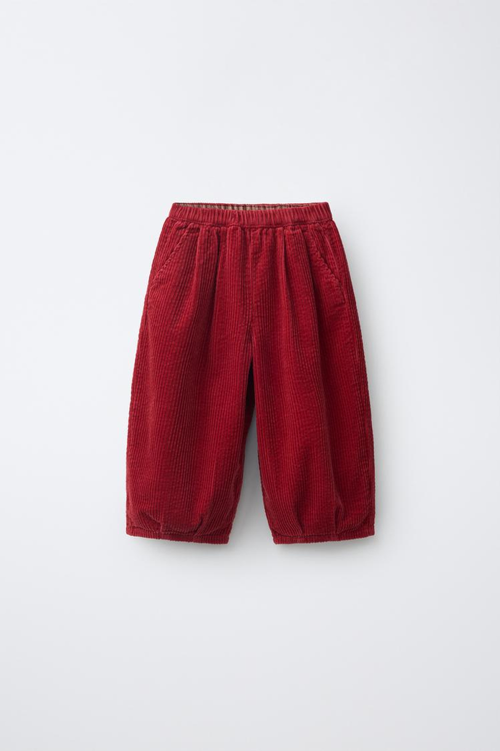 ZARA ВЕЛЬВЕТОВЫЕ БРЮКИ BALLOON, КРАСНЫЙ