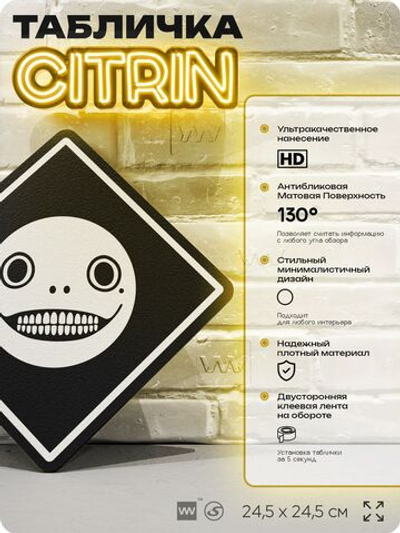 Табличка декоративная "Эмиль, Nier" на дверь и стену, прикольная штука в подарок геймеру, декоративный знак, 24,5х24,5 см, Айдентика Технолоджи