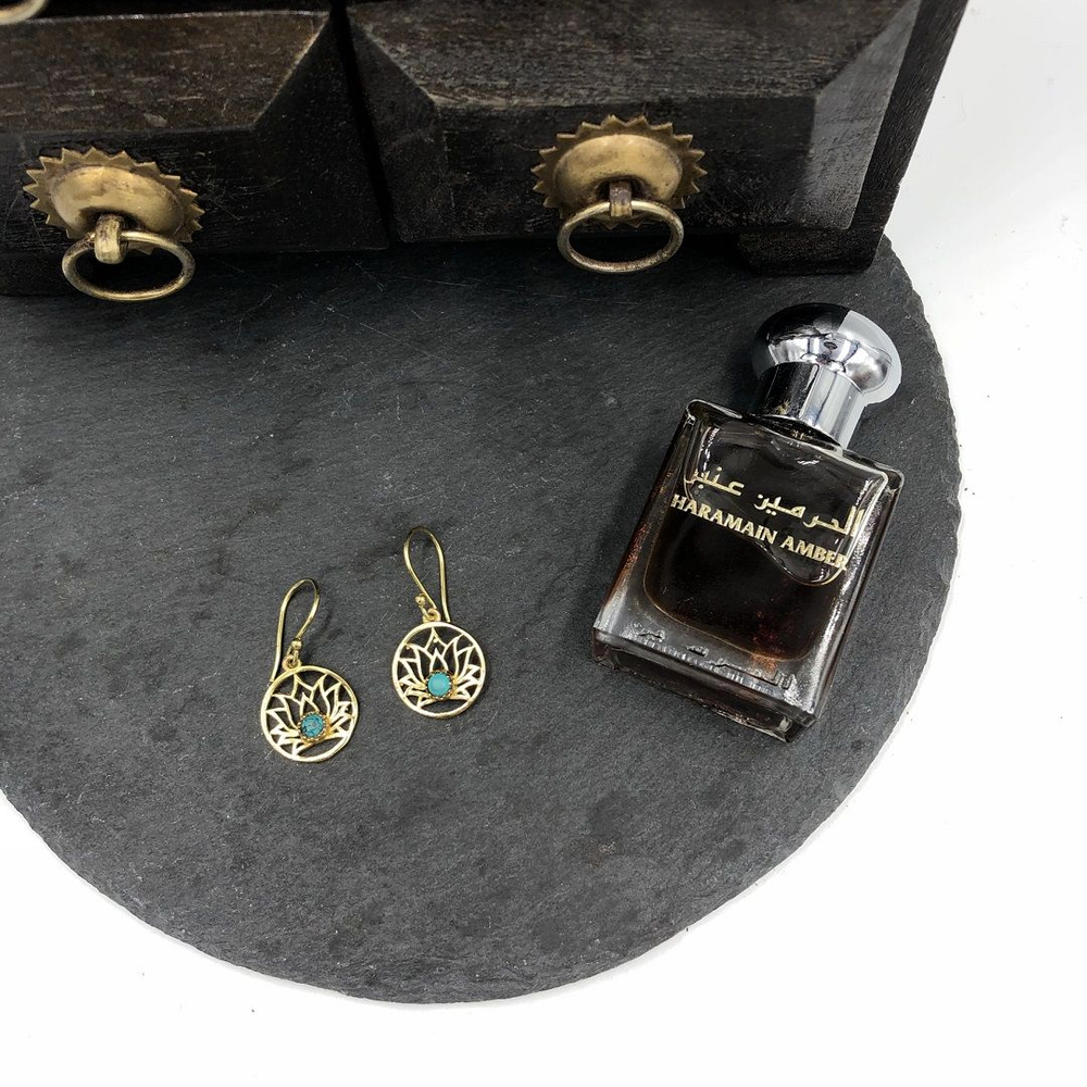 Серьги Lotus Flower Mini бирюза из латуни