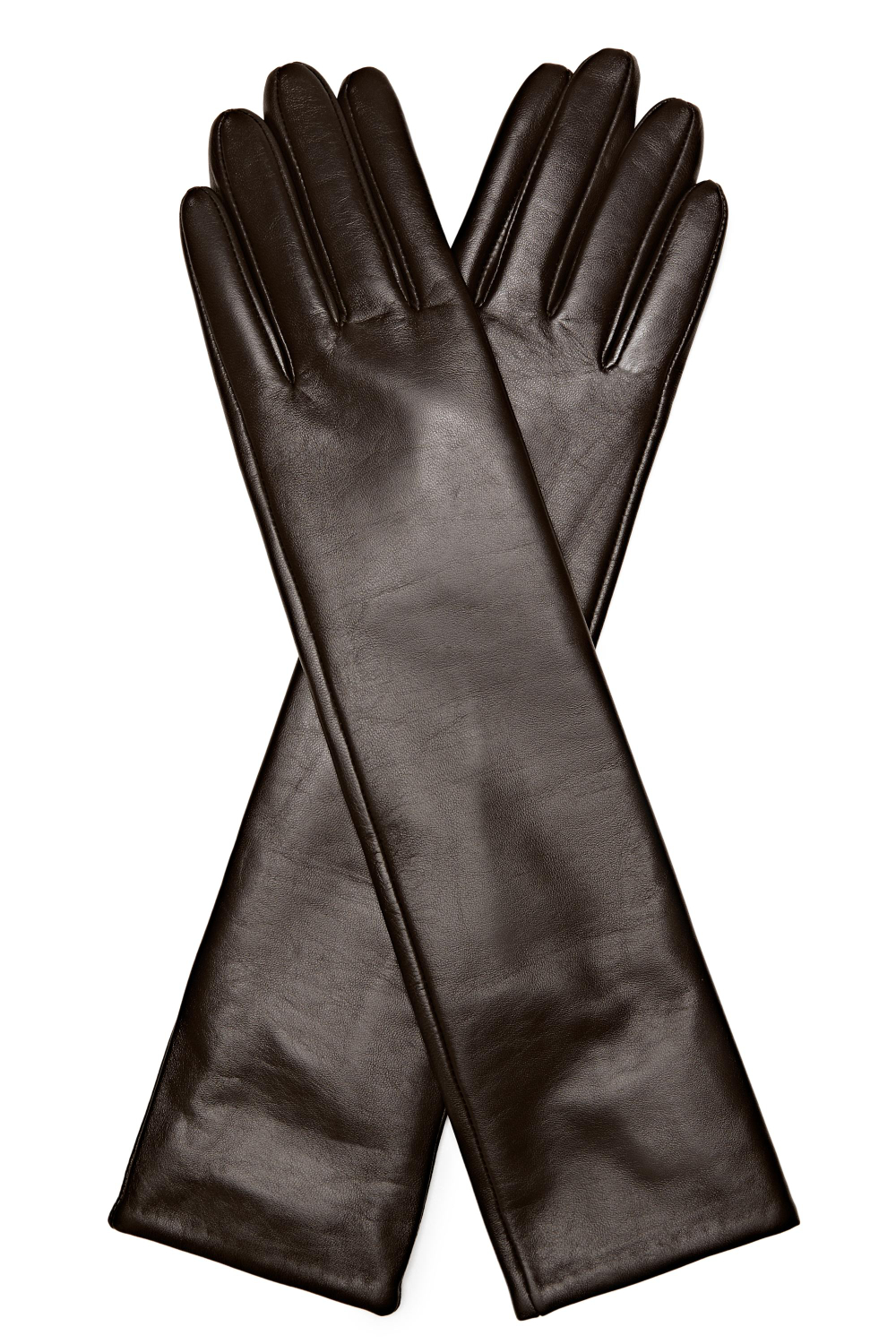 Massimo Dutti Длинные перчатки из кожи наппа - Limited Edition, коричневый