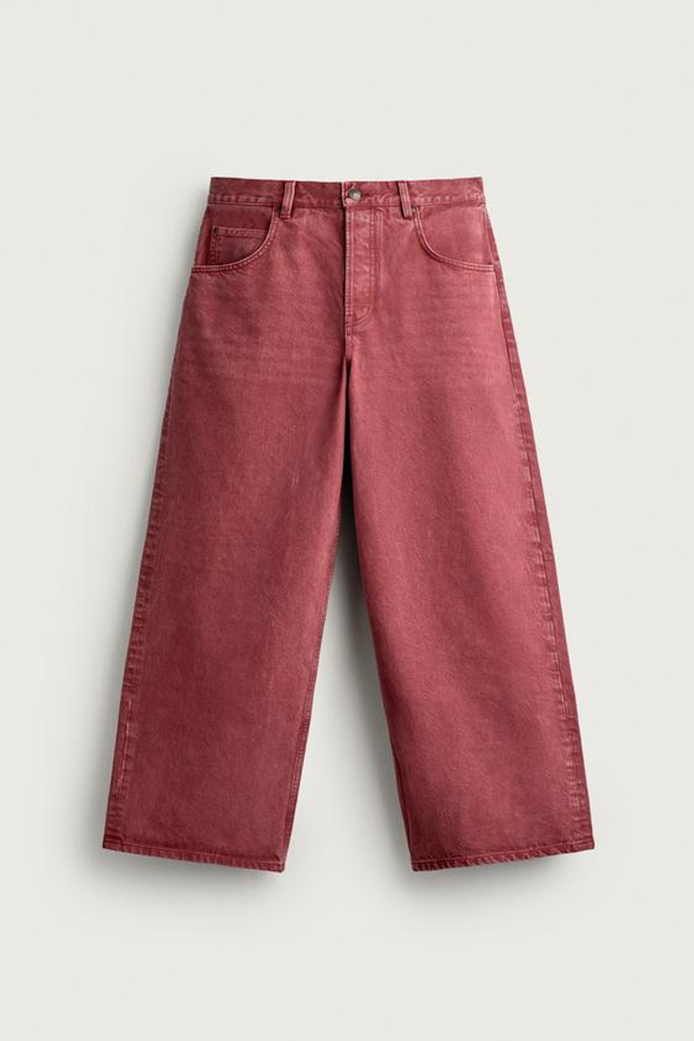 ZARA - FRUIT OF THE LOOM™ ДЖИНСЫ СВОБОДНОГО КРОЯ, ТЕМНО-КРАСНЫЙ