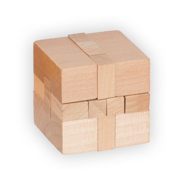 Головоломка деревянная, 1 шт, Куб 12 элементов, Delfbrick DLS-01
