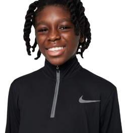 Детская теннисная футболка Nike Boys Dri-Fit Poly+ 1/4 Zip - black/reflective silver - Black