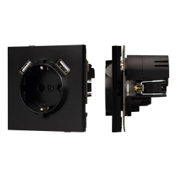 Механизм розетки с USB зарядкой SCT-TENDO-MUAA-PL-BK (230V, 16A) (Arlight, -) 054083