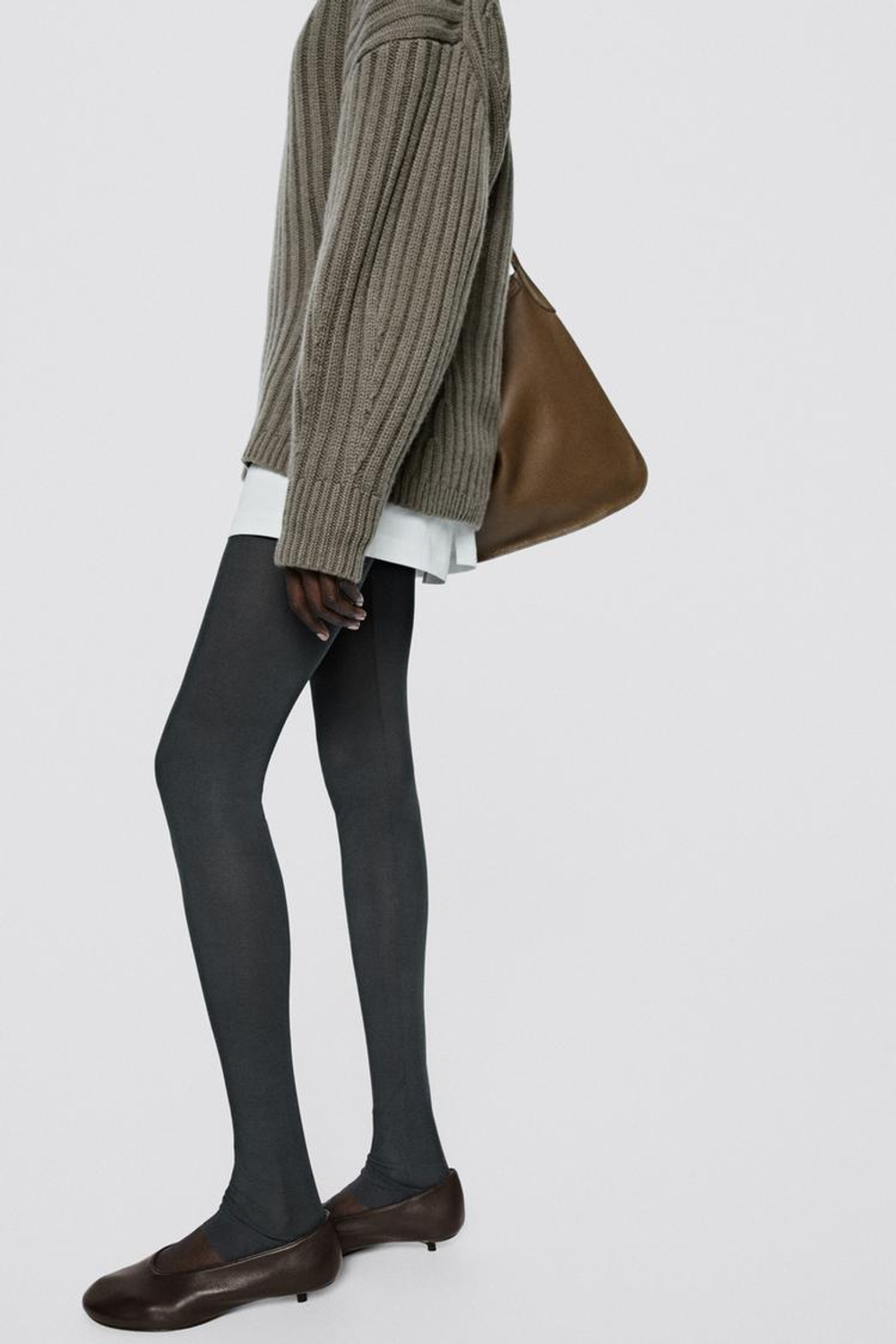 Massimo Dutti Легинсы из 100% шелка - Limited Edition, угольный