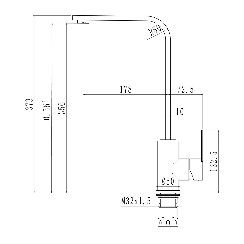 Смеситель для кухни 35к MIXLINE МЛ-ГС14 (ML-GS14) (342) графит высок. излив