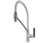 Смеситель для кухни 35k MIXLINE МЛ33-108(ML33-108) "Сити " гибкий излив с фикс. бок.ручка БЕЛЫЙ/ХРОМ