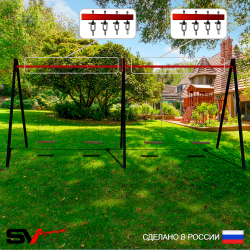Уличные качели Sv Sport Maxi х 2 УК302В4 (4.8м/Деревянные 4шт/Подвесы на втулке 4к)