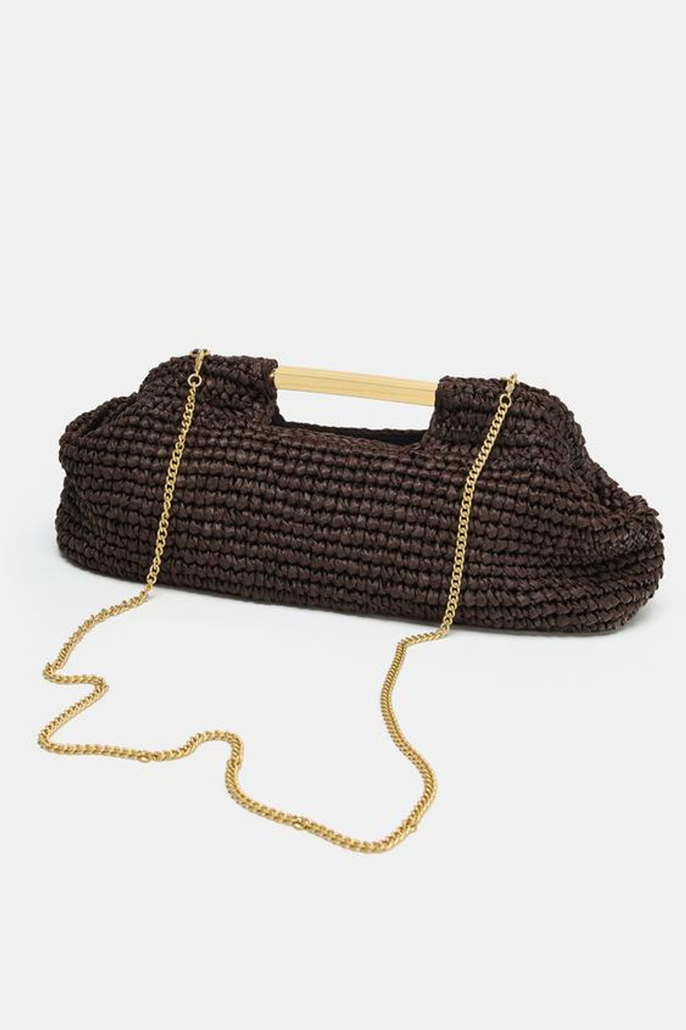 ZARA КЛАТЧ С ПЛЕТЕНЫМ КОРПУСОМ, КОРИЧНЕВЫЙ