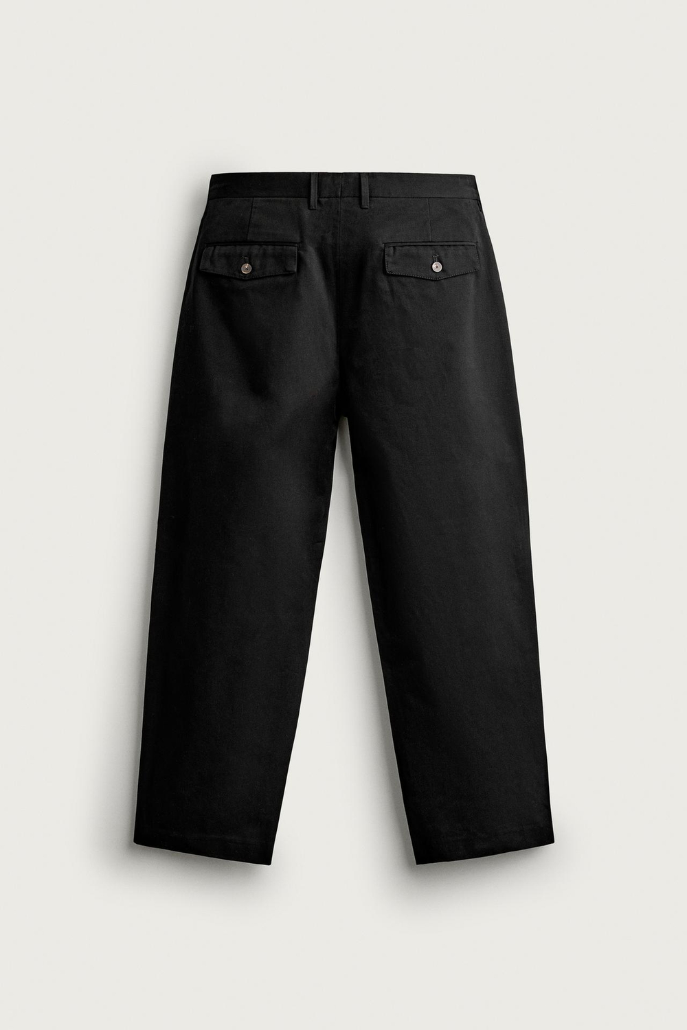 ZARA БРЮКИ ЧИНОС REGULAR FIT СО СКЛАДКАМИ, ЧЕРНЫЙ