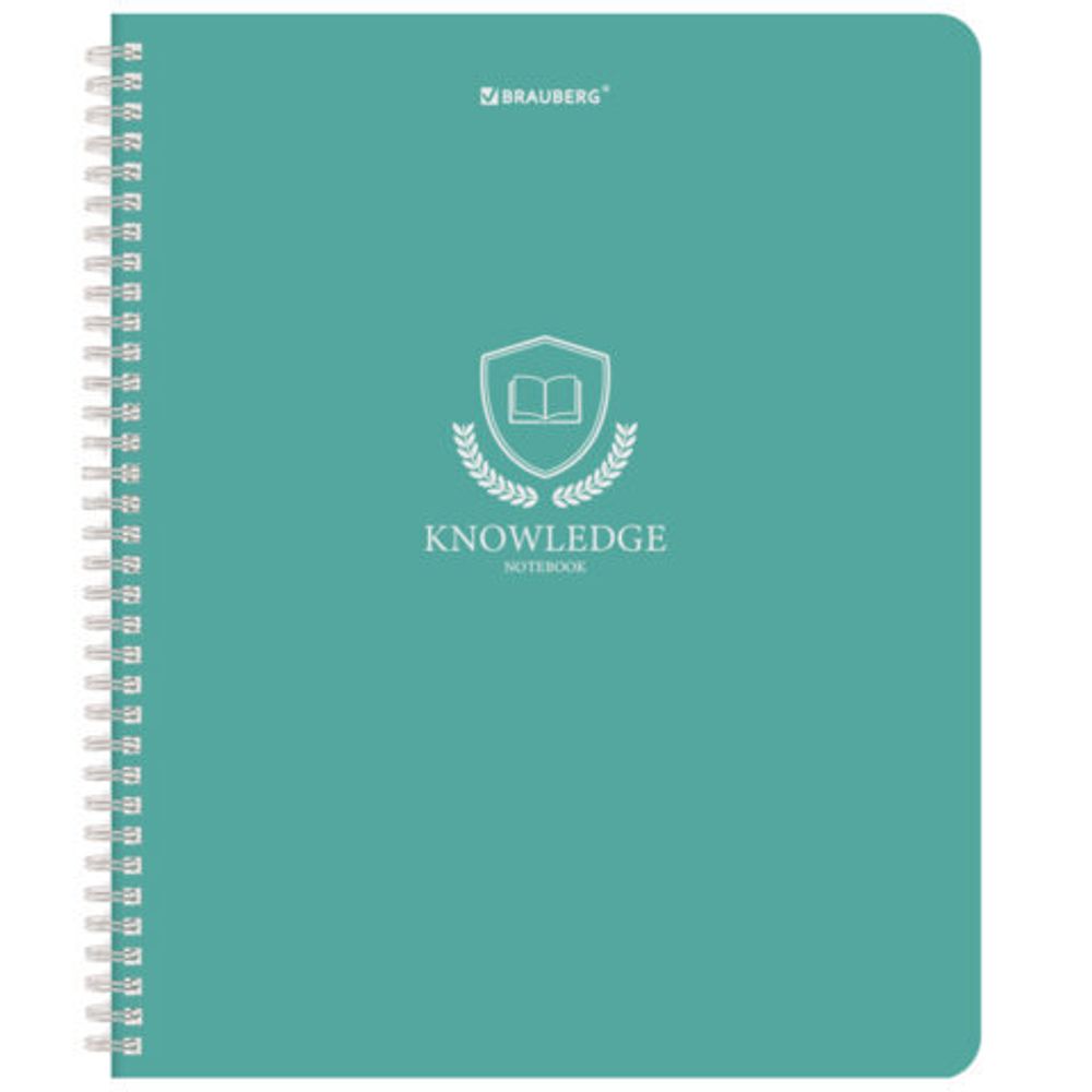 Тетрадь А5, 48 л., BRAUBERG, гребень, клетка, матовая ламинация, "Knowledge" (микс в спайке), 405324
