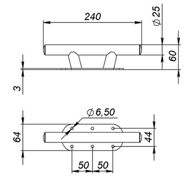Утка швартовая с площадкой 240 мм, нержавеющая сталь (10268629)