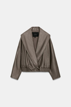 ZARA КУРТКА ИЗ ИСКУССТВЕННОЙ КОЖИ — ZW COLLECTIO, СЕРЫЙ
