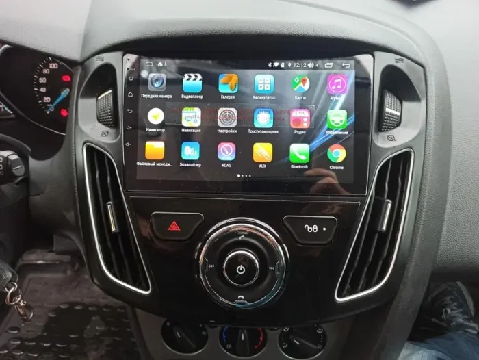 Магнитола для Ford Focus 3 2011-2019 (поддержка автопарковки, черная) - Kuberg QLed+2K, Android 14, TS105, Быстрейшая, CarPlay, SIM-слот