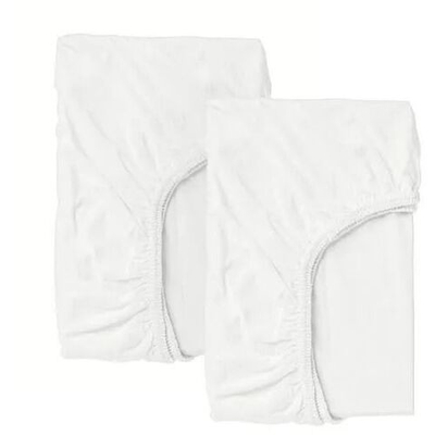 IKEA набор простыней на резинке LEN для детской кроватки, белая, 60x120 см, 2 шт. (Турция)