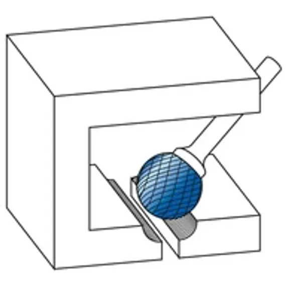 Борфреза твердосплавная Karnasch форма H, 6х14х6х50 мм, насечка HP-6, без покрытия, арт. 11.3074-010