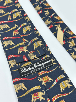 Галстук Salvatore Ferragamo синий со слонами