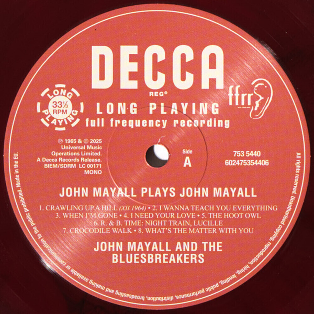 John Mayall / Plays John Mayall (Limited Edition)(Coloured Vinyl)(LP)