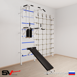 Шведская стенка Sv Sport усиленная 6830 (Турник стандарт/Брусья/Скамья/Трапеция/Канатный лаз)