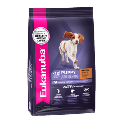 Сухой корм Eukanuba Puppy Medium Breed ˂12 Months для щенков средних пород с птицей
