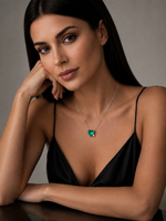 Серебряное колье с фианитами и турмалиновым кварцем
