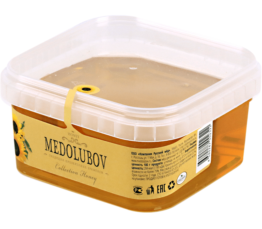 Медовый десерт подсолнечниковый классический Медолюбов BOX 650 мл