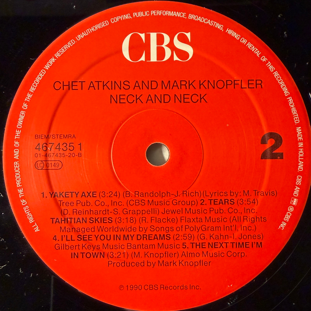 Chet Atkins And Mark Knopfler ‎– Neck And Neck (Голландия 1990г.)
