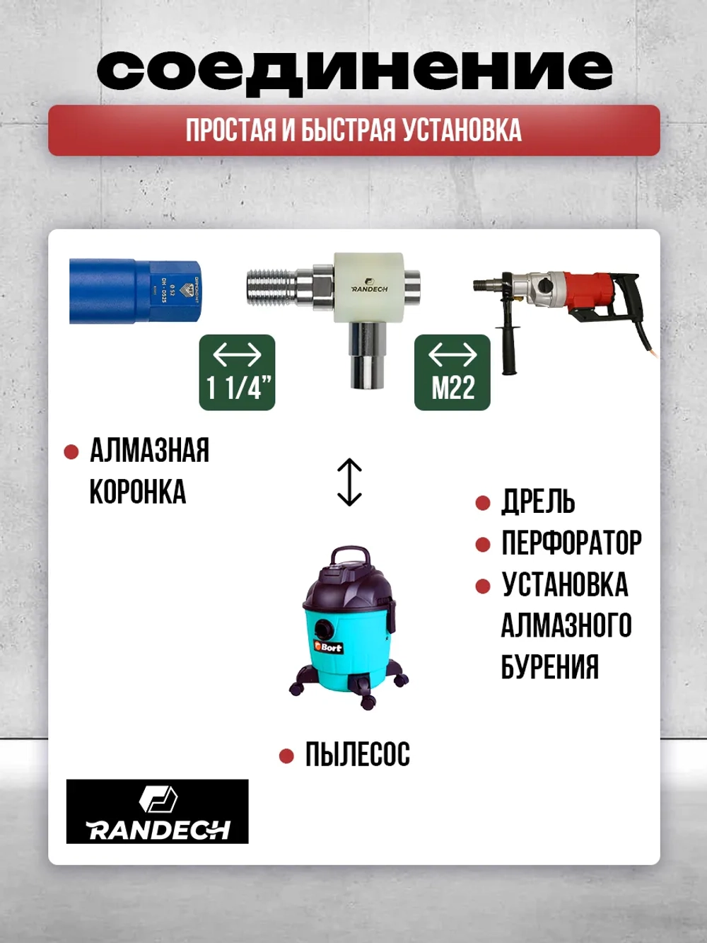 Насадка пылеудаления 11/4" - М22