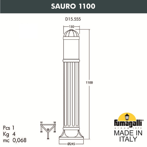 Ландшафтный светильник Fumagalli SAURO D15.555.000.WXF1R.FC1