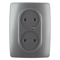 Розетка ЭРА Серия 12 12-2107-12 двойная без заземления 2X2P16A-250В IP20 графит | Эра 12