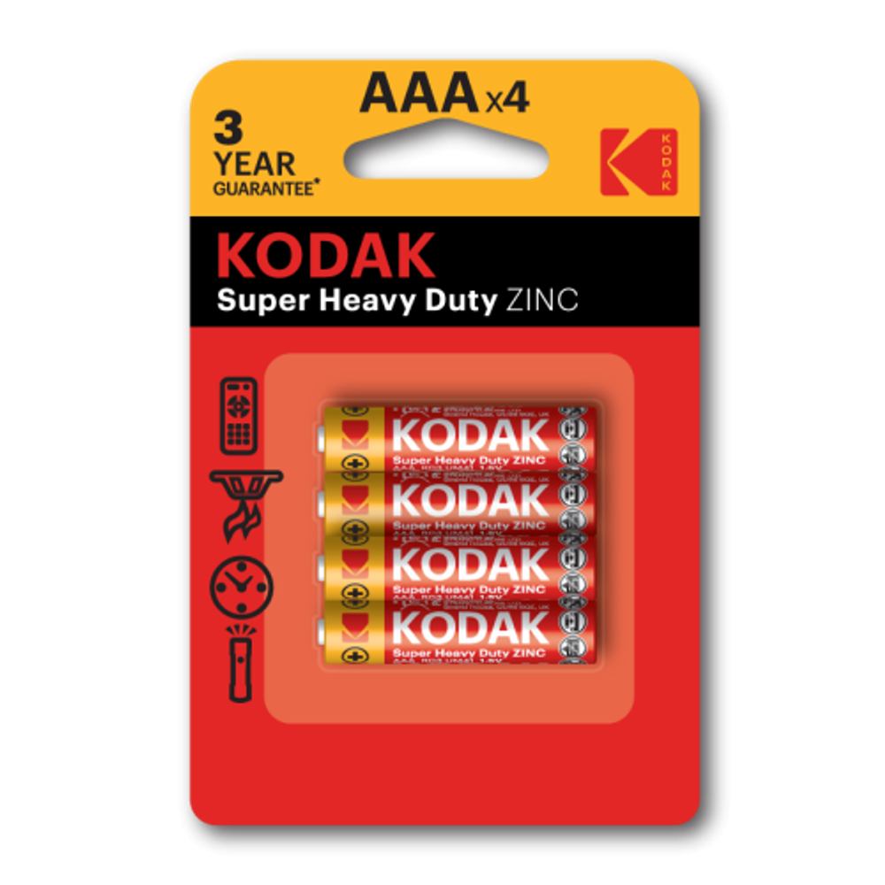 Батарейки Kodak R03-4BL SUPER HEAVY DUTY Zinc [K3AHZ-4] | Kodak