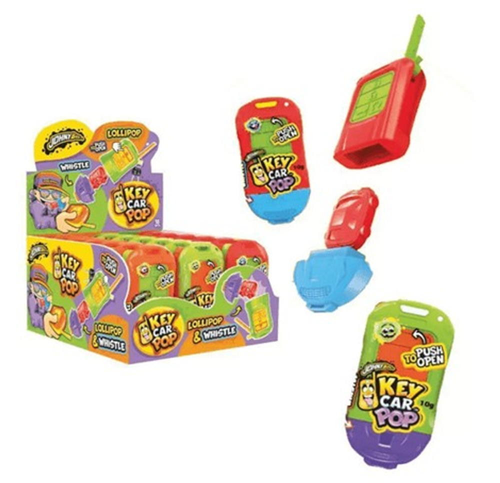 Леденец с игрушкой Свисток Key Car Pop, 18шт*10гр, JohnyBee