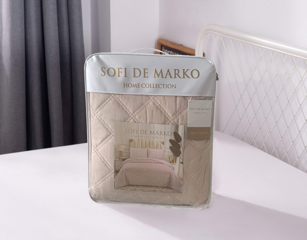 Покрывало 230x250 и 2 наволочки 50х70 Sofi De MarkO Офира светло-розовое
