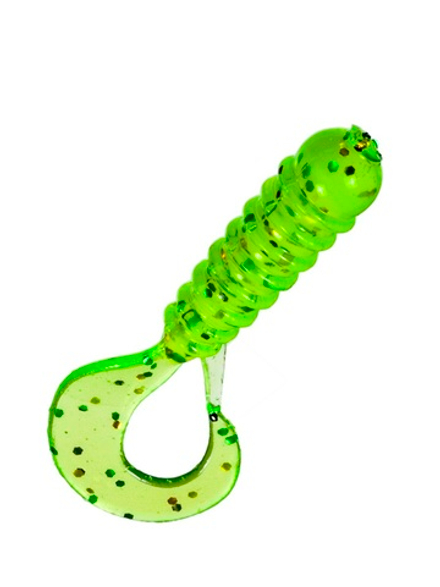 Приманка ZUB-TWIST-NANO  30мм(1,2")-15шт, (цвет 351) шартрез с блестками