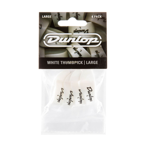 Dunlop 9003P Plastic Thumbpick White 4Pack когти на большой палец, жесткие, белые, 4 шт.