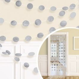 Гирлянда Круги Silver блеск 2,1м 6 шт