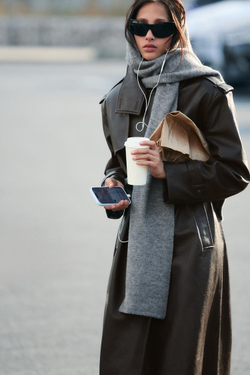 ZARA ШАРФ С КАПЮШОНОМ, СЕРЫЙ