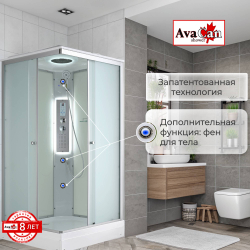 Душевая кабина AvaCan (АваКан) CK2090LED с низким поддоном, с ГМ, с электрикой и LED освещением, 90х90х215