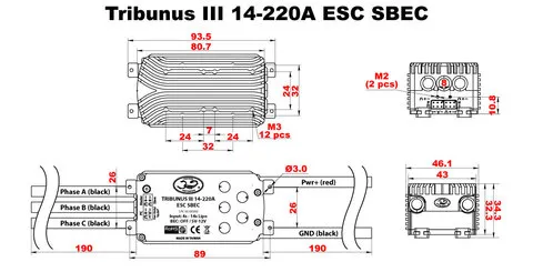 ESC регулятор мотора Scorpion Tribunus III 14-220A 4-14S SBEC