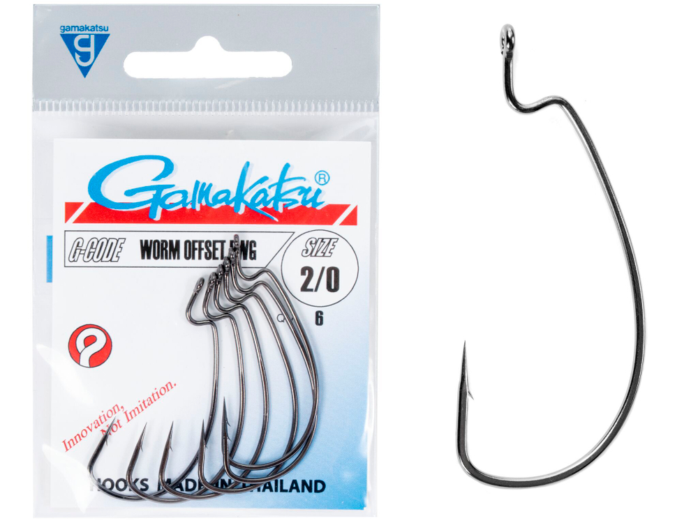 Крючки офсетные Gamakatsu WORM OFFSET EWG HOOKS BLACK №3/0, 5шт.