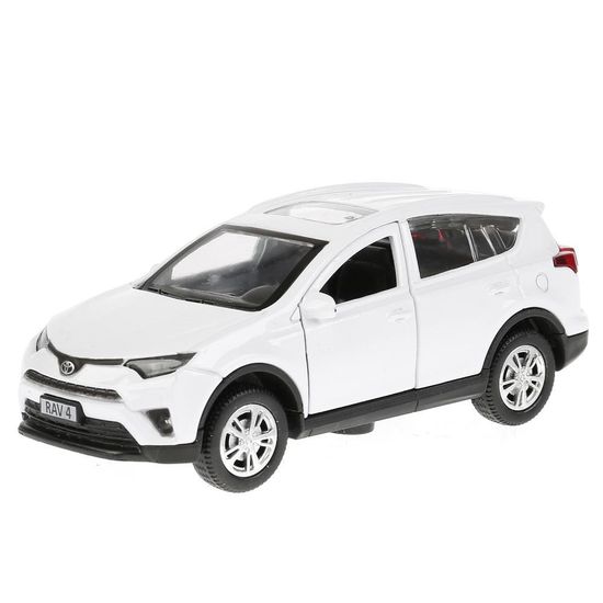 Машина металл TOYOTA RAV4 длина 12 см, двери, багаж, инерц, белый, кор. Технопарк