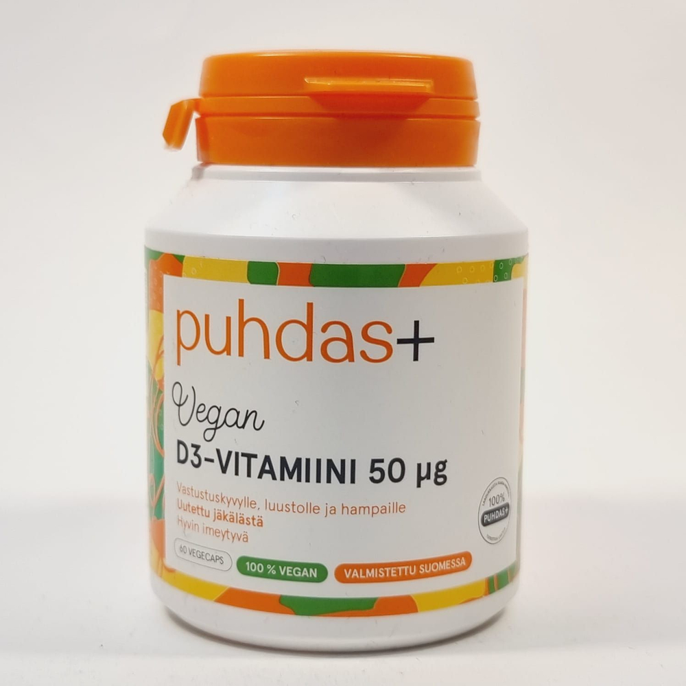 D3 на растительной основе 50 мкг Puhdas+ 60 капсул (из Финляндии)